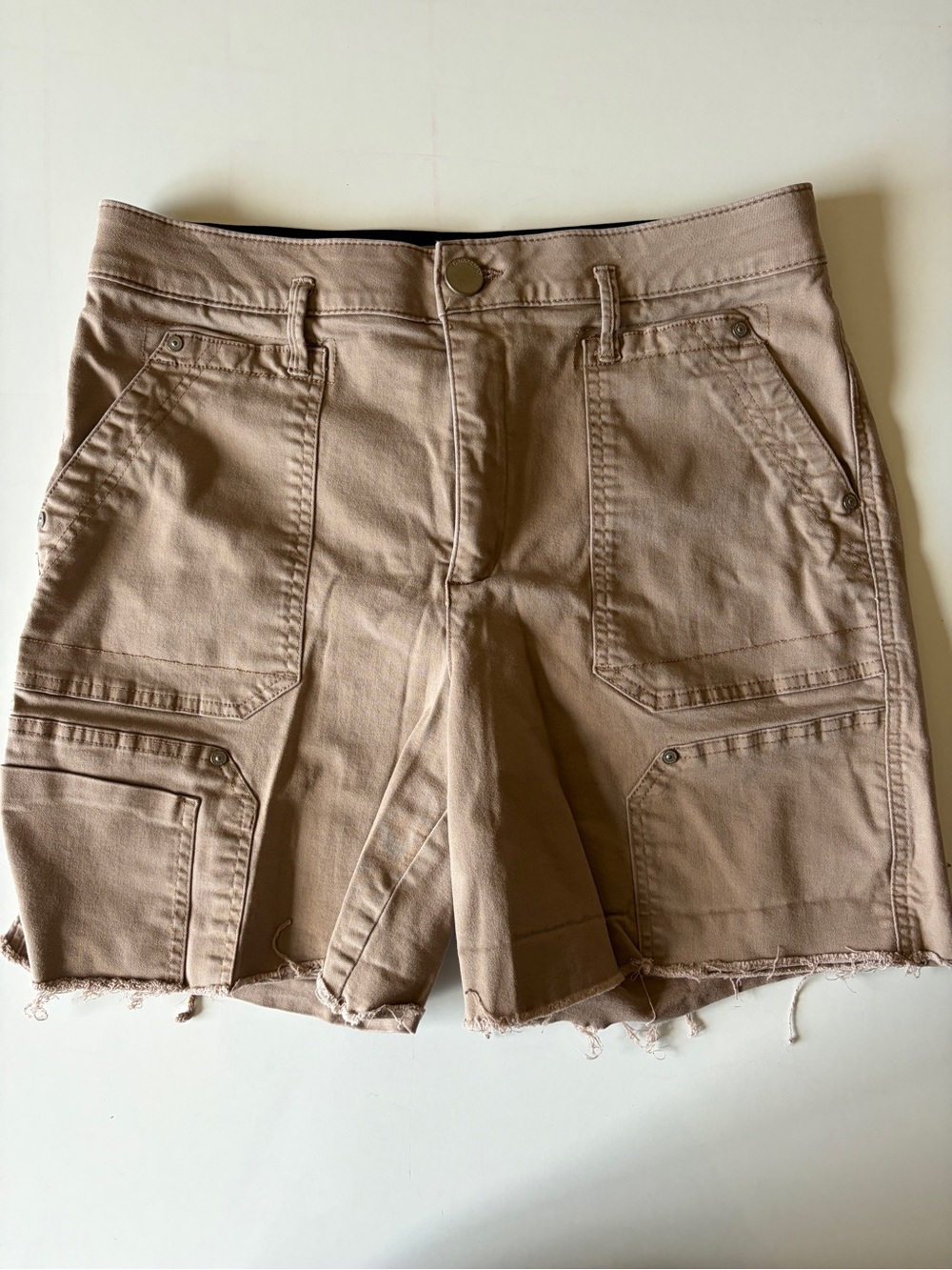 Democracy “ab” Technology Women’s Size 12 Khaki Cutoff Shorts Stretch High Rise